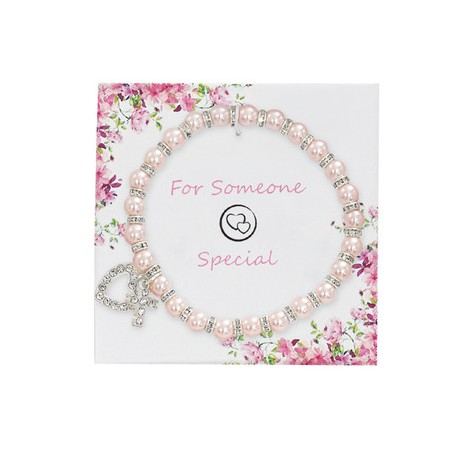 Pink Pearl Crystal Stretch Bracelet