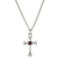 Garnet Stone Cross w/Chain