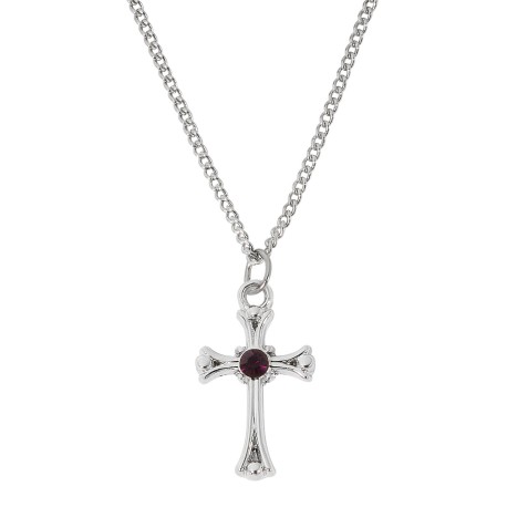 Garnet Stone Cross w/Chain
