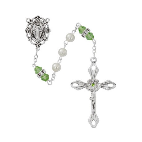 Pearl Peridot Rosary