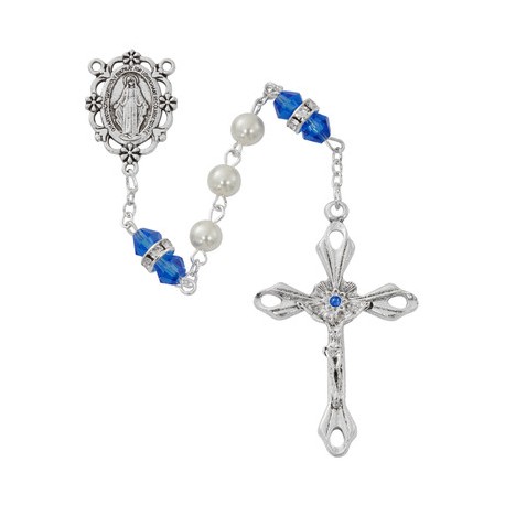 Pearl Dark Blue Rosary