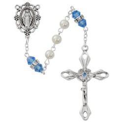 Pearl, Light Blue Rosary