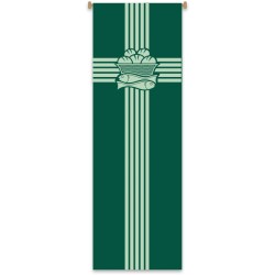 Eucharist, Bread with Cross and Ichtus Banner