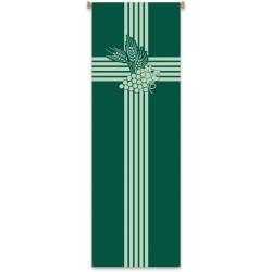 Eucharistic Symbol: Wheatstocks and Grapevines Banner
