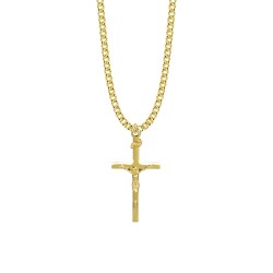 Mens Crucifix 18K Gold Plated over Sterling Silver w/24" Chain - Boxed