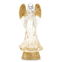 Lighted Angel with Gold Swirling Glitter