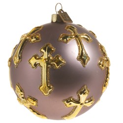 Pewter Holy Cross Ball Ornament