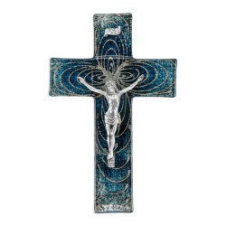 10" Blue & Silver Looped Cross with Corpus