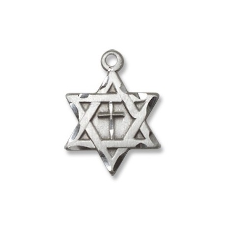 Star of David w/Cross Sterling Silver Pendant