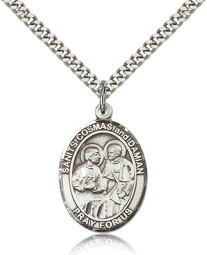 Sts. Cosmas & Damian Sterling Silver Pendant