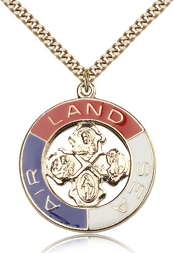 Two-Tone SS/GP Land, Sea, Air Pendant