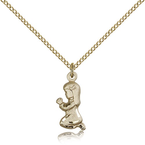 Gold Filled Praying Girl Pendant