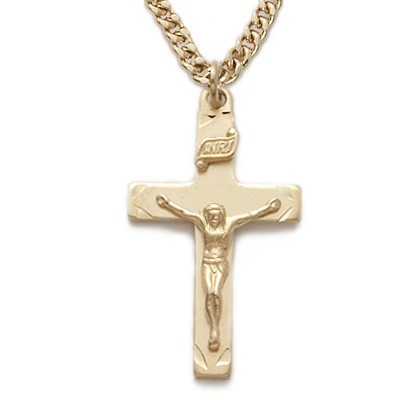 Mens Crucifix 14K Gold Filled w/24" Chain - Boxed