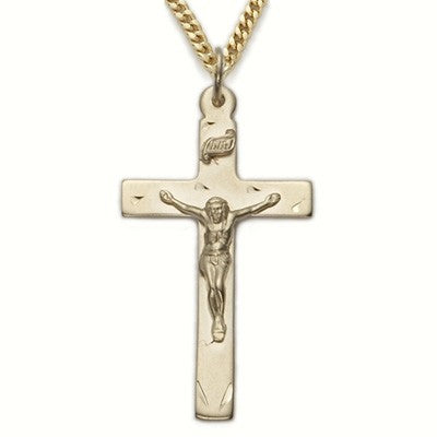 Mens Crucifix 14K Gold Filled w/24" Chain - Boxed