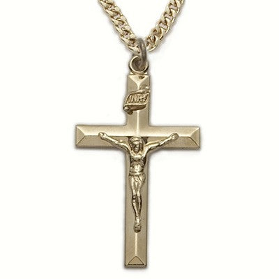 Mens Crucifix 14K Gold Filled w/24" Chain - Boxed