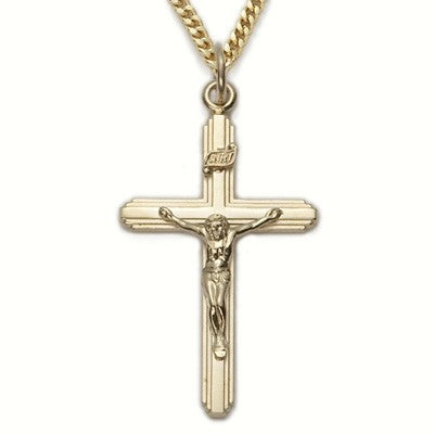 Mens Crucifix 24K Gold Over Sterling Silver w/24" Chain - Boxed