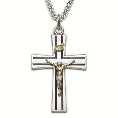 Mens Crucifix Sterling Silver w/24" Chain - Boxed