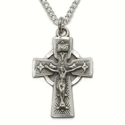 Mens Celtic Crucifix Sterling Silver w/18" chain