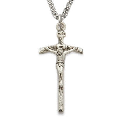 Mens Papal Crucifix Sterling Silver Jesus Christ Cross