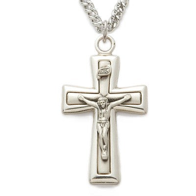 Mens Crucifix Sterling Silver w/24" Chain - Boxed