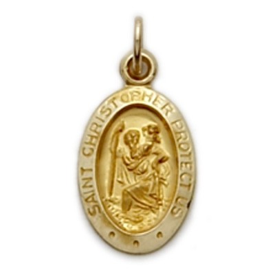 St. Christopher 14K Gold Oval Medal