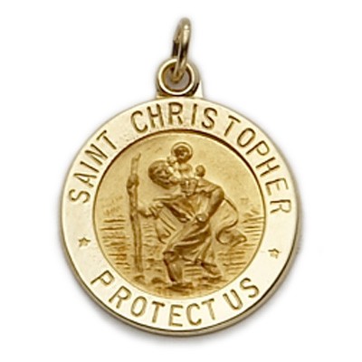 St. Christopher 14K Gold Round Medal