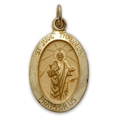 St. Jude 14K Gold Oval Medal 