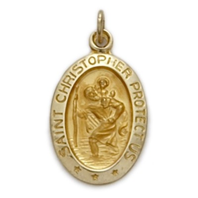 St. Christopher 14K Gold Oval Medal