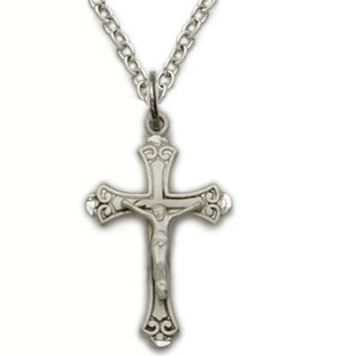 Women's Crucifix Sterling Silver Necklace w/18" Chain - Boxed