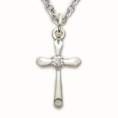 CZ Jewel Cross Sterling Silver Inspirational Necklace