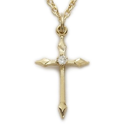 CZ Jewel Cross 14K Gold Filled Inspirational Necklace w/18" Chain - Boxed