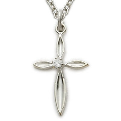 CZ Jewel Cross Sterling Silver Inspirational Necklace