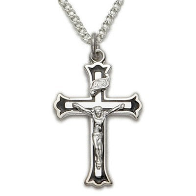 Women's Crucifix Sterling Silver Necklace w/18" Chain - Boxed