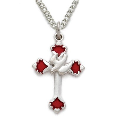 Holy Spirit Dove Cross Sterling Silver Inspirational Necklace w/18" Chain - Boxed