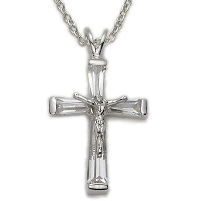 Women's Crucifix Sterling Silver Necklace w/18" Chain - Boxed