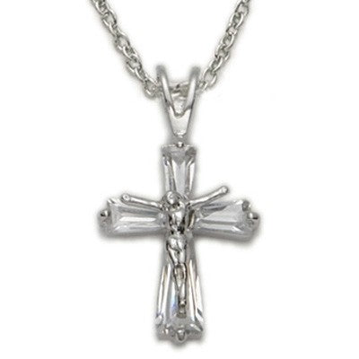 Women's Crucifix Sterling Silver Necklace w/18" Chain - Boxed