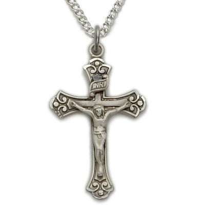 Women's Crucifix Sterling Silver Necklace w/18" Chain - Boxed