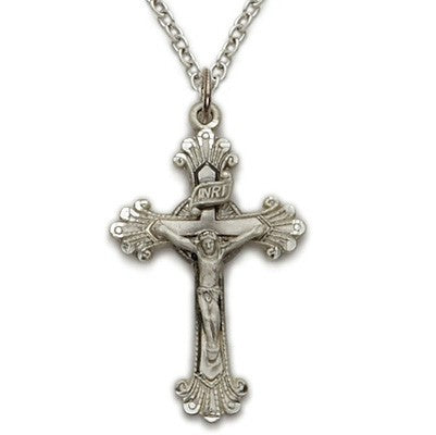 Women's Crucifix Sterling Silver Necklace w/18" Chain - Boxed