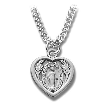 Sterling Silver Tiny Heart Miraculous w/13" Chain - Boxed