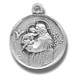 St. Anthony Sterling Silver Small Round w/18" Chain - Boxed