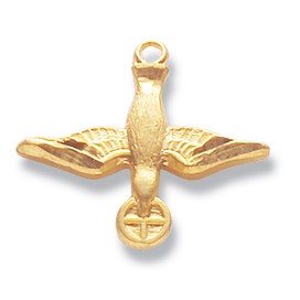 14K Gold Over Sterling Silver Small Holy Spirit w/18" Chain - Boxed