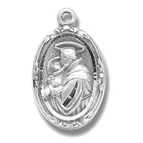 St. Anthony Sterling Silver Small Oval w/18" Chain - Boxed