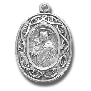 St. Anthony with Crown of Thorns Sterling Silver w/18" Chain - Boxed