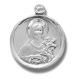 St. Therese Sterling Silver Small Round w/18" Chain - Boxed