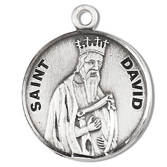 St. David Sterling Silver Round w/20" Chain - Boxed