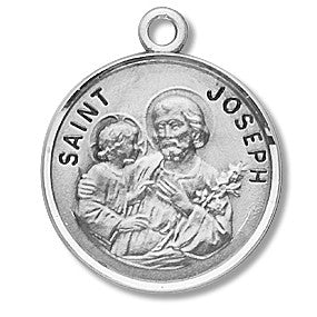 St. Joseph Sterling Silver Round w/20" Chain - Boxed