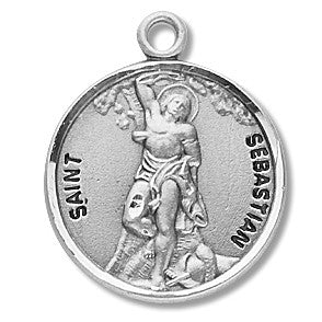 St. Sebastian Sterling Silver Round w/20" Chain - Boxed