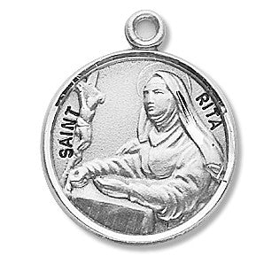 St. Rita Sterling Silver Round w/18" Chain - Boxed