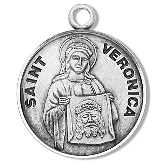 St. Veronica Sterling Silver Round w/18" Chain - Boxed