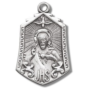 Sterling Silver Sacred Heart of Jesus w/24" Chain - Boxed